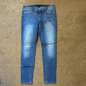 White House Black Market Distressed Blue Skinny Jeans